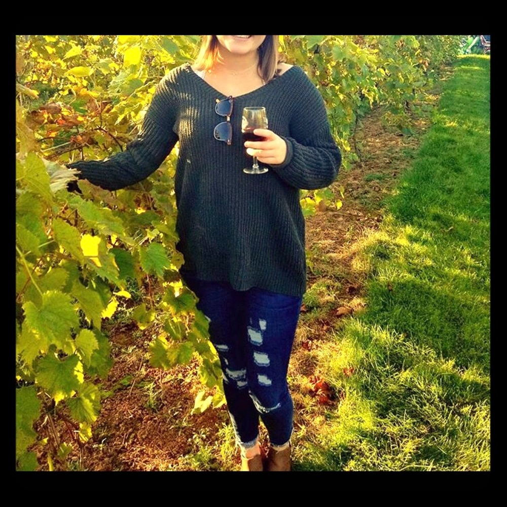 South moon under oversized olive green sweater